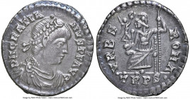 Gratian, Western Roman Empire (AD 367-383). AR siliqua (18mm, 2.00 gm, 12h). NGC Choice XF 5/5 - 5/5 Trier, ca. AD 375-378. D N GRATIA-NVS P F AVG, pe...