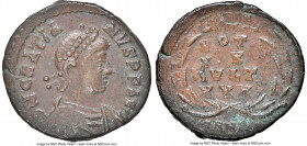 Gratian, Western Roman Empire (AD 367-383). AE4 or BI nummus (13mm, 1.14 gm, 6h). NGC XF 4/5 - 4/5, die shift. Nicomedia, 1st officina, AD 378-383. D ...