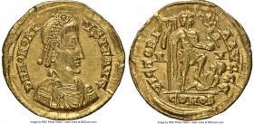 Honorius, Western Roman Empire (AD 393-423). AV solidus (21mm, 4.44 gm, 12h). NGC Choice XF 5/5 - 4/5. Ravenna, ca. AD 402-406. D N HONORI-VS P F AVG,...