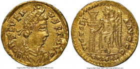 VISIGOTHS. In the name of Libius Severus (Severus III) (AD 461-465). AV tremissis (14mm, 1.46 gm, 5h). NGC XF 4/5 - 3/5, edge filing. Milan. D N SEVER...