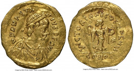 Anastasius I (AD 491-518). AV tremissis (15mm, 1.44 gm, 6h). NGC XF 5/5 - 2/5, wrinkled. Constantinople, AD 492-518. D N ANASTA-SIVS PP AVG, pearl-dia...