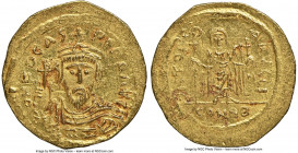 Phocas (AD 602-610). AV solidus (21mm, 4.53 gm, 7h). NGC Choice AU 5/5 - 3/5. Constantinople, 10th officina, AD 607-609. o N FOCAS-PЄRP AVG, crowned, ...