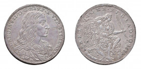 NAPOLI Carlo II di Spagna (1674-1700) Mezzo Ducato 1684 Ag Gr 14. Mir. 295/1; P.R. 5. Raro. SPL. (Stima €1500-2000).
SPL