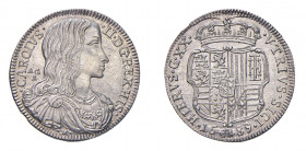 NAPOLI Carlo II di Spagna (1674-1700) Tarì 1689 Ag Gr 5,1 .Mir. 299/2; P.R. 17. Raro. FDC. (Stima €300-400).
FDC
