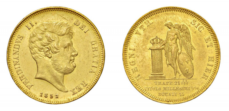 NAPOLI Ferdinando II di Borbone (1830-1859) 15 Ducati 1852 Au. Pag.155; P.R. 23....