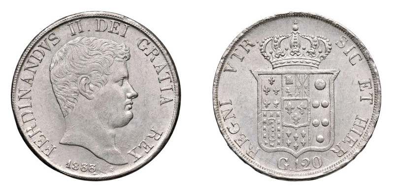 NAPOLI Ferdinando II di Borbone (1830-1859) Piastra 1833 Ag. Pag.192C. Rara. FDC...