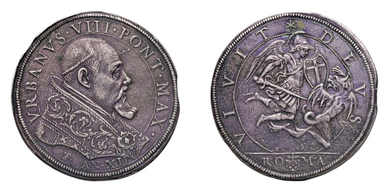 STATO PONTIFICIO Urbano VIII (1623-1644). Roma. Piastra Anno XII Maffeo Vincenzo...