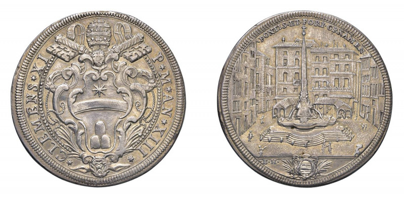 STATO PONTIFICIO Clemente XI (1700-1721). Roma. Piastra Anno XIII Giovanni Franc...