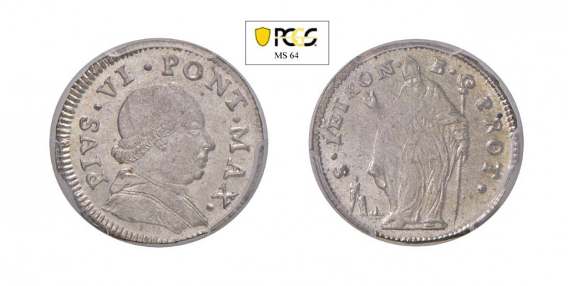 STATO PONTIFICIO Pio VI (1775-1799). Bologna. Muraiola Mi. PCGS MS64. (Stima €70...