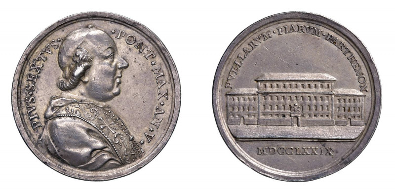 STATO PONTIFICIO Pio VI (1775-1799). Roma Medaglia Anno V 1779 Ag q. FDC. Opus F...