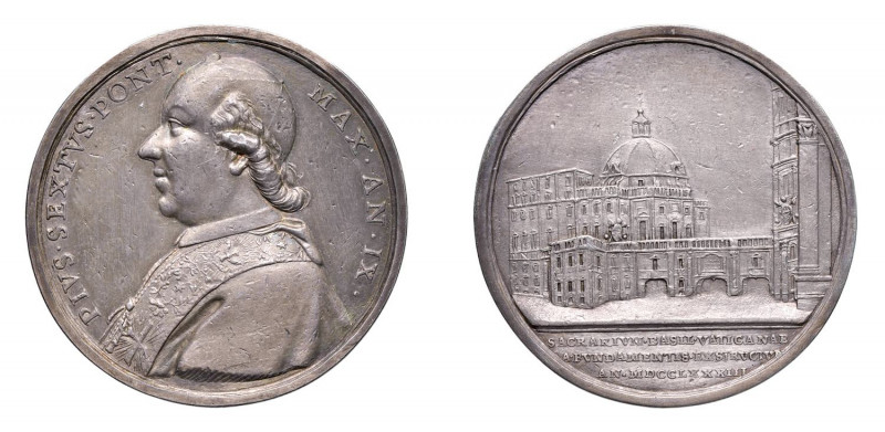 STATO PONTIFICIO Pio VI (1775-1799) Roma Medaglia Anno IX 1783 Ag BB+. Opus Ferd...