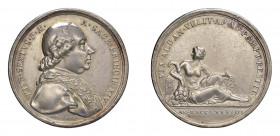 STATO PONTIFICIO Pio VI (1775-1799) Roma Medaglia Anno XIV 1788 Ag BB. Opus Ferdinando Hamerani. Bart. 788. Riattivazione della via Appia. Fondi pulit...
