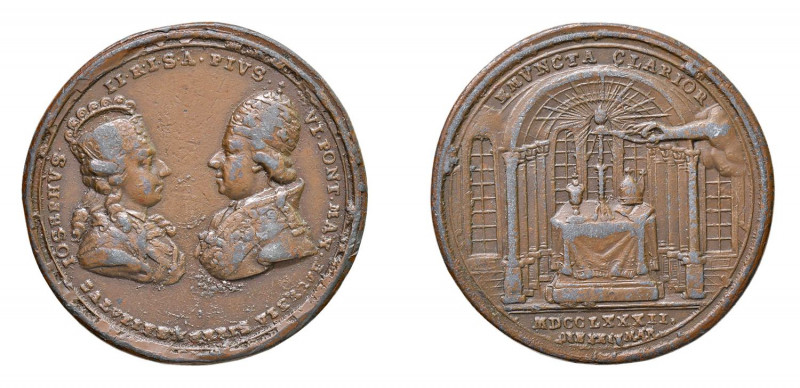 STATO PONTIFICIO Pio VI (1775-1799) Roma Medaglia 1782 Stagno Ramato Straordinar...