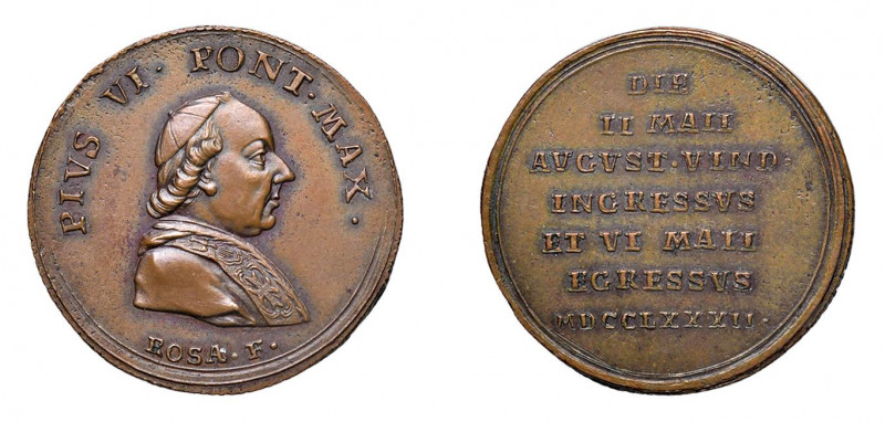 STATO PONTIFICIO Pio VI (1775-1799) Roma Medaglia Straordinaria 1782 Ae SPL. Opu...
