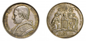 STATO PONTIFICIO Gregorio XVI (1831-1846) Roma Medaglia Anno IX 1839 Ag SPL. Opus Girometti. Gr. 34,2 mm. 43. Bart. 839. Rara. Canonizzazione del 1839...