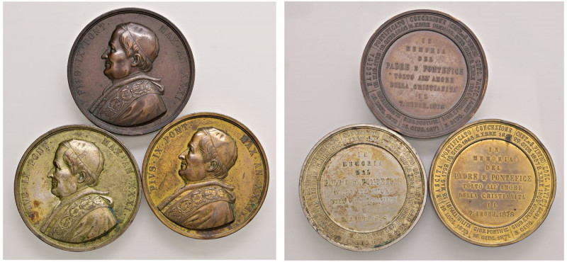 STATO PONTIFICIO Pio IX (1846-1878) Roma Anno XXXI 1876 Lotto di 3 Medaglie Stra...