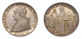 STATO PONTIFICIO Giovanni XXIII (1958-1963) Roma Medaglia Anno IV 1962 Ag FDC. Opus Giampaoli. Gr. 38,91 mm.44. Bart. E962. Enciclica Mater Et Magista...