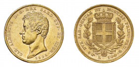 REGNO DI SARDEGNA Carlo Alberto (1831-1849) Torino 100 Lire 1834 Au. Pag. 139. Lieve imperfezione di conio al bordo. qFDC. (Stima €3500-4000).
q.FDC...
