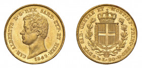 REGNO DI SARDEGNA Carlo Alberto (1831-1849) Genova 20 Lire 1849 Au. Pag. 207. FDC. (Stima €700-800).
FDC