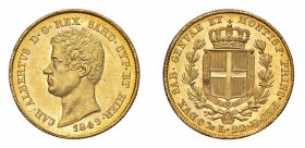 REGNO DI SARDEGNA Carlo Alberto (1831-1849) Genova 20 Lire 1849 Au. Pag. 207. qFDC. (Stima €700-800).
q.FDC