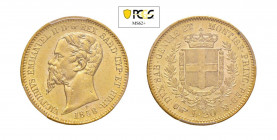 REGNO DI SARDEGNA Vittorio Emanuele II (1849-1861) Torino 20 Lire 1858 Au. Pag. 353. Difficile da reperire in elevata conservazione. Rarissima. PCGS M...