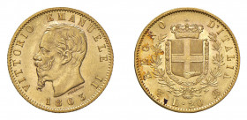 REGNO D’ITALIA Vittorio Emanuele II (1861-1878) Torino 20 Lire 1863 Au. Pag. 457. Lustro di conio. qFDC. (Stima €500-600).
q.FDC