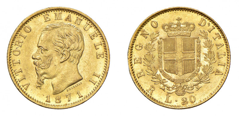 REGNO D’ITALIA Vittorio Emanuele II (1861-1878) Roma 20 Lire 1871 Au. Pag. 466. ...