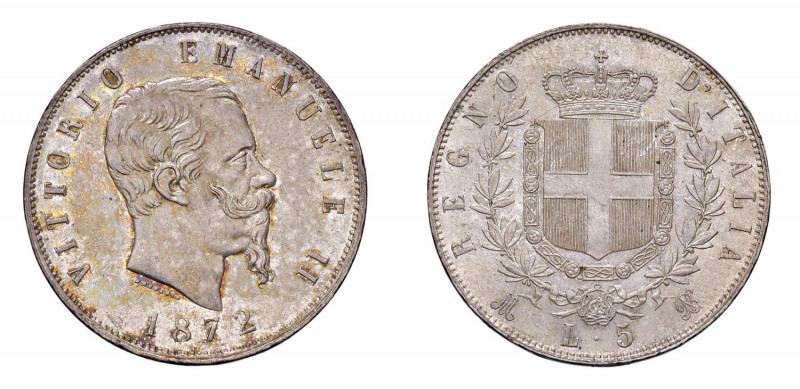 REGNO D’ITALIA Vittorio Emanuele II (1861-1878) Milano 5 Lire 1872 Ag. Pag. 494....