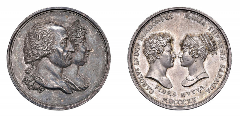 SAVOIA Carlo Ludovico Borbone e Maria Teresa Medaglia 1820 Ag. Opus Amedeo Lavy....