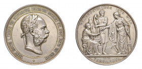 AUSTRIA Francesco Josef (1848-1916) Medaglia Bronzo Argentato. Wurzbach 2494; Hauser 2911. Gr.127 mm.70. Esposizione di Vienna. qFDC. (Stima €200-300)...