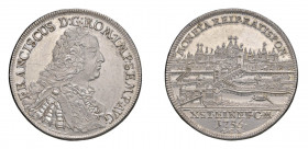 GERMANIA Francesco I Tallero 1756 Ag. Gr.28. KM#372; Dav.2618. Raro. mSPL. (Stima €800-1000).
m.SPL