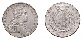 GERMANIA Federico Augusto III (1793-1805) Sassonia Tallero 1797 I.E.C Ag. Davemport 2701. SPL. (Stima €300-400).
SPL