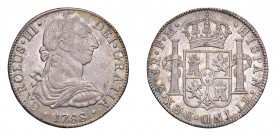 MESSICO Carlo III (1759-1788) 8 Reales 1788 Ag. KM#106.2A. Delicata patina di monetiere. qFDC. (Stima €500-600).
q.FDC