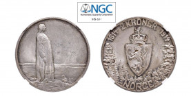 NORVEGIA Haakon VII (1905-1958) 2 Kroner 1914 Ag. KM#377. NGC MS63+. (Stima €150-200).
NGC MS63+