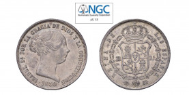 SPAGNA Isabella II (1833-1868) Madrid 20 Reales 1850 Ag M-CL. Raro. Patina di monetiere. SPL. NGC AU55. (Stima €800-1000).
NGC AU55