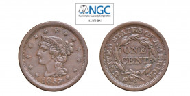 USA Large Cents (1839-1857) 1 Cent. 1853 Ae. KM#67. SPL. NGC AU50BN. (Stima €150-200).
NGC AU50BN