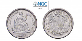 USA Liberty Seated (1860-1873) Mezzo Dime 1872S Ag. KM#91. Raro. FDC. NGC MS64. (Stima €400-500).
NGC MS64