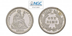 USA Liberty Seated (1837-1891) Dime 1882 Ag Gr. 2,5. KM#A92. Proof. NGC PF64 CAMEO. (Stima €800-1000).
NGC PF64 CAMEO