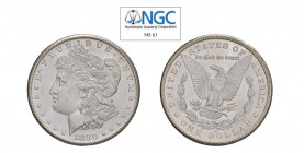 USA Morgan (1878-1921) Dollaro 1880 S Ag. KM#110. FDC. NGC MS63. (Stima €200-300).
NGC MS63