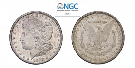 USA Morgan (1878-1921) Dollaro 1882 S Ag. KM#110. FDC. NGC MS63. (Stima €100-150).
NGC MS63