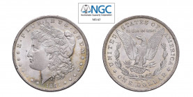 USA Morgan (1878-1921) Dollaro 1884 O Ag. KM#110. Lustro di conio, conservazione eccezionale. FDC. NGC MS65. (Stima €400-500).
NGC MS65