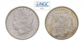 USA Morgan (1878-1921) Dollaro 1886 Ag. KM#119. FDC. NGC MS63. (Stima €150-200).
NGC MS63