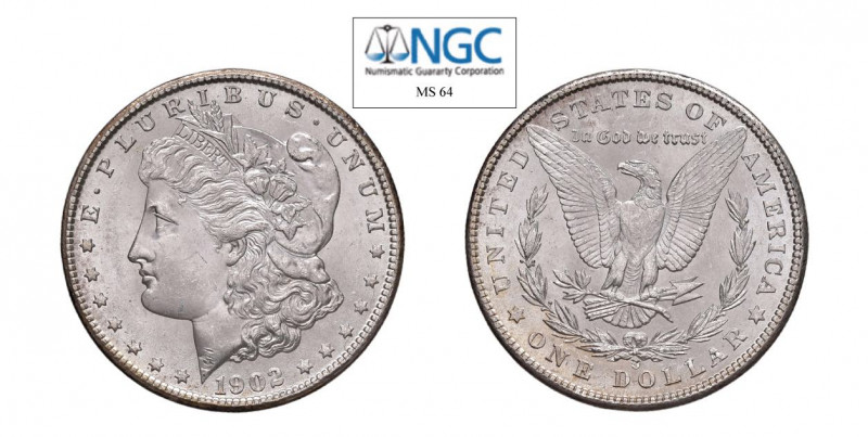 USA Morgan (1878-1921) Dollaro 1902 O Ag. KM#110. FDC. NGC MS64. (Stima €200-300...