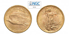 USA (1908-1933) Saint Gaudens 20 Dollari 1923 Au. Motto 'in God We Trust'. KM#127; Fried.183. FDC. NGC MS64. (Stima €2000-2500).
NGC MS64