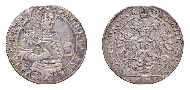 SVIZZERA Grison Ville De Coire (Chur) 10 Kreuzer 1631 Ag Gr. 3.98. Hmz.488G. Rar...