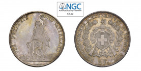 SVIZZERA Tiro federale Zurigo 5 Franchi 1872 Ag. KM#511; HMZ-2-1343I. Tiratura 10000 pezzi. Conservazione superba, patina di monetiere. FDC. NGC MS62....