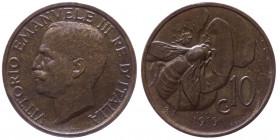 Regno d'Italia - Vittorio Emanuele III (1900-1943) 10 Centesimi PROVA 1919 "Ape" - con la dicitura "PROVA" posta orizzontalmente sopra la data - Luppi...