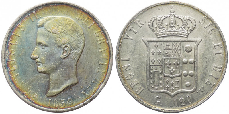 Regno delle Due Sicilie - Francesco II (1859-1860), piastra da 120 Grana, 1859, ...