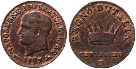 Bologna - Napoleone I Re d'Italia (1805-1814) 1 centesimo 1809 - Pagani 74 - Cu - gr. 1,90
BB
Spedizione solo in Italia / Shipping only in Italy