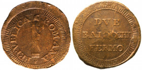 Fermo - Prima Repubblica Romana (1798-1799) Due baiocchi tipo con fascio senza data - CNI 18 - Rara - Cu - gr. 16,58
mBB
Spedizione solo in Italia /...